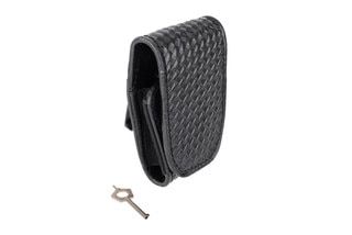 ASP Basketweave Duty Case for chain or hinge handcuffs includes a Pentagon Handcuff Key